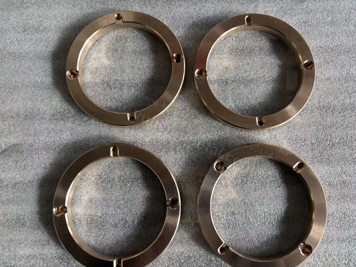 Lead bronze thrust washer face, counterbore and chamfer detail