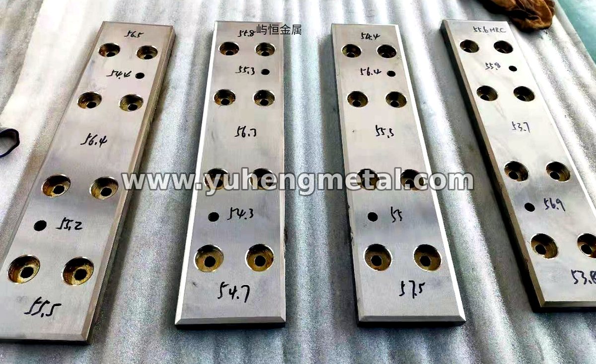 Wear-resistant plates with hardness test values recorded on the surface
